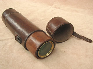 Mid 19th century 3 draw telescope with leather case